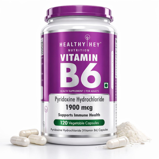 HealthyHey Nutrition Vitamin B6 Pyridoxine -120 Veg. Capsules