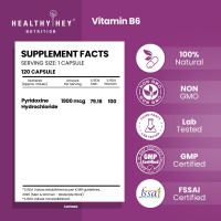 HealthyHey Nutrition Vitamin B6 Pyridoxine -120 Veg. Capsules