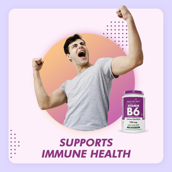HealthyHey Nutrition Vitamin B6 Pyridoxine -120 Veg. Capsules