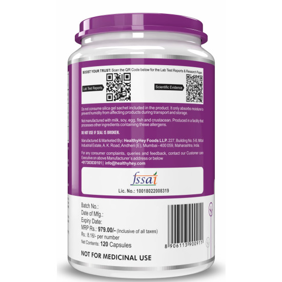 HealthyHey Nutrition Vitamin B6 Pyridoxine -120 Veg. Capsules