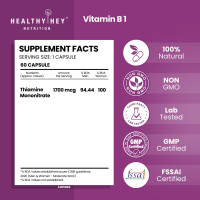 HealthyHey Nutrition Vitamin B1 Thiamine -120 Veg Capsules