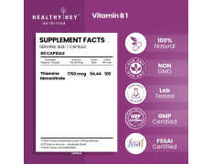 HealthyHey Nutrition Vitamin B1 Thiamine -120 Veg Capsules