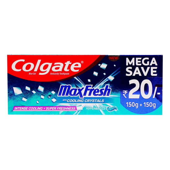 Colgate Toothpaste Maxfresh with Cooling Crystals, 2 X150 gm Blue Box