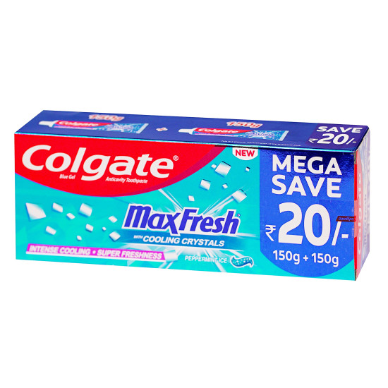 Colgate Toothpaste Maxfresh with Cooling Crystals, 2 X150 gm Blue Box