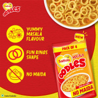 Saffola Oodles, Instant Noodles, Ring Shape, Yummy Masala Flavour, No Maida, Whole Grain Oats, 12 x 53 grams Pouch (12 Serves)