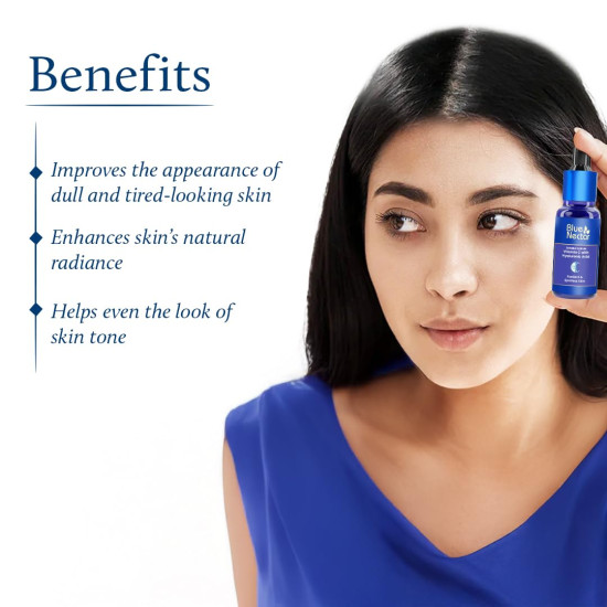 Blue Nectar Vitamin C Serum for Glowing Skin | Natural Oils with Hyaluronic Acid Serum for Face for Deep Hydration | Brightening Moisturizer for Women & Men (9 Herbs, 30 ml)