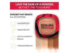 L'Oreal Paris Infallible 24H Fresh Wear Foundation in a Powder, 140 Golden Beige, 9g