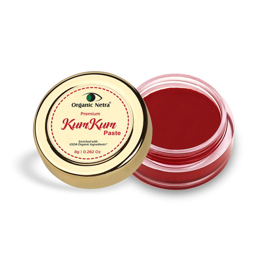 Organic Netra Sindoor/Kumkum Paste | Waterproof Long lasting, Smudge Proof Sindoor | Pure and Natural Deep Red Colour, Long lasting | Enriched with Natural and Organic Ingredients -8gm