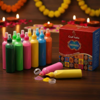 CraftVatika 12 Rangoli Kolam Colour Powder Tube Kit, Diwali Decoration Items Bottles Tool Floor Art Rang for Home Navratri Pongal Pooja Mandir Decor (Pack of 12) (1 Box- 12 Bottle)