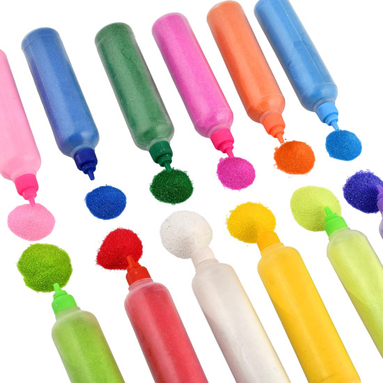 CraftVatika 12 Rangoli Kolam Colour Powder Tube Kit, Diwali Decoration Items Bottles Tool Floor Art Rang for Home Navratri Pongal Pooja Mandir Decor (Pack of 12) (1 Box- 12 Bottle)