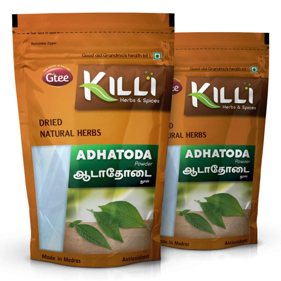 KILLI Adhatoda vasica | Aadathodai | Adusa | Vasaka | Adalodakam Leaves Powder, 100g (Pack of 2)
