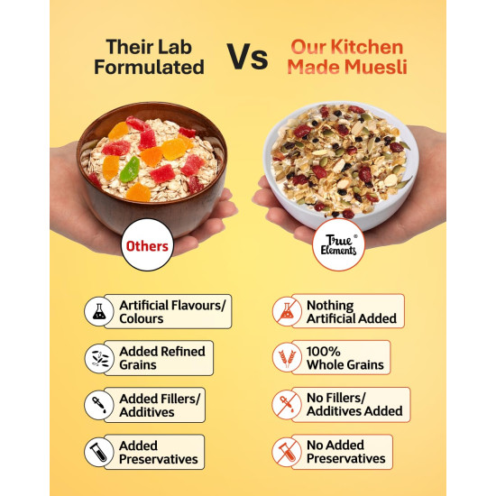 True Elements Crunchy Nuts & Berries Muesli 400g - 100% Wholegrain Cereal | Nutrients-rich | High Fibre Breakfast | Breakfast delight