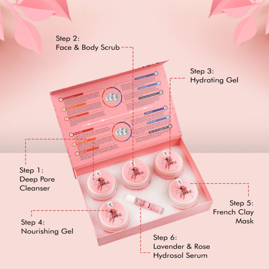 NutriGlow Natural’s English Rose Facial Kit with Natural Rose Extracts for Radiant & Glowing Skin, (250g+10ml)