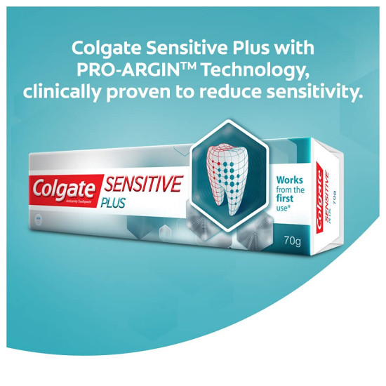 Colgate Sensitive Plus Sensitivity Relief Toothpaste, Pack Of 140g (70g X 2) , With PRO-ARGIN Technology, Clinically Proven Formula Provides INSTANT Relief From Tooth SensitivityÂ