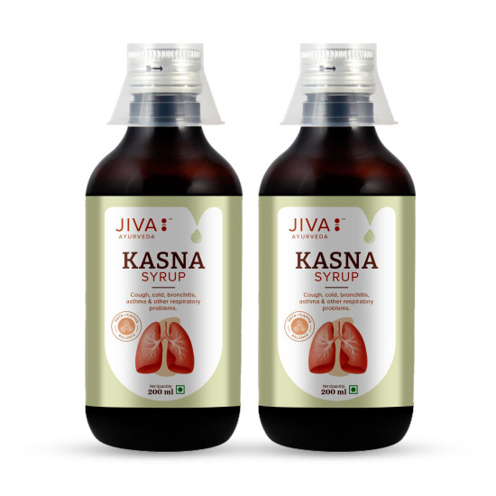 Jiva Ayurveda Kasna Syrup 200ml | 100% Ayurvedic, Non-Sedative Formula Comforts All Types Of Coughs & Respiratory Issues | Helps With Bronchitis, Asthma & Other Bronchiole Disorders (Pack of 2)