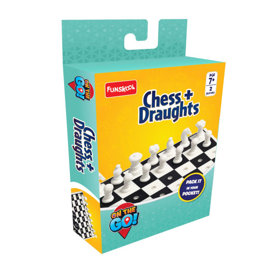 Funskool Games - Travel Chess & Draught, War & Strategy Game, Portable Classic Travel Games, Kids, Adults & Family,2 Players, 7 & Above,