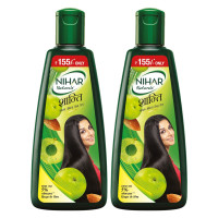 NIHAR Shanti Amla & Badam Hair Oil, For Black, Silky & Stronger Hair, 500 Ml, Pack of 2