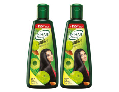 NIHAR Shanti Amla & Badam Hair Oil, For Black, Silky & Stronger Hair, 500 Ml, Pack of 2