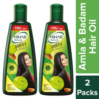 NIHAR Shanti Amla & Badam Hair Oil, For Black, Silky & Stronger Hair, 500 Ml, Pack of 2