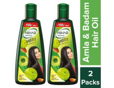 NIHAR Shanti Amla & Badam Hair Oil, For Black, Silky & Stronger Hair, 500 Ml, Pack of 2