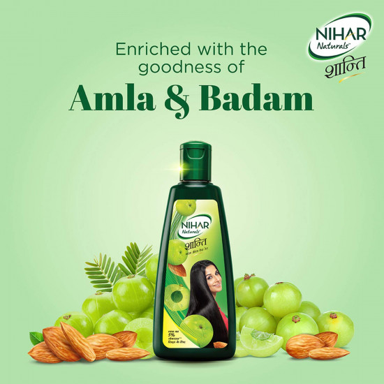 NIHAR Shanti Amla & Badam Hair Oil, For Black, Silky & Stronger Hair, 500 Ml, Pack of 2