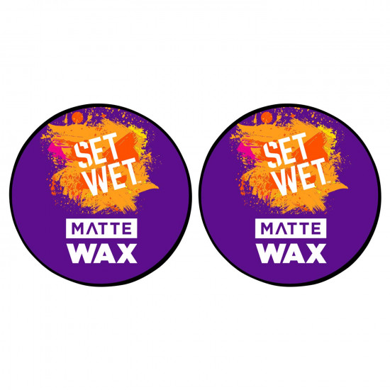 Set Wet Matte Hair Wax For Men, Strong Hold, Jar, 60 g (Pack of 2)