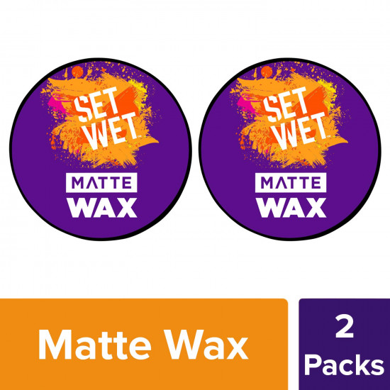 Set Wet Matte Hair Wax For Men, Strong Hold, Jar, 60 g (Pack of 2)