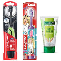 Colgate 360 Charcoal Battery Power Toothbrush, Pc | Colgate Kids Barbie Electric Battery Toothbrush, Pc (Daughter and Mother) (Combo)