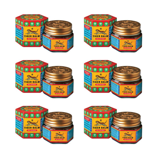 Tiger Balm Red Ointment | 9ml each | Pack of 6 | Ayurvedic Pain Relief Balm | for Effective Relief from Joint Pain, Back Pain, Body Pain, Knee Pain, Muscular Ache & Sprain | Combo Pack Tiger Balm Red Ointment | 9ml each | Pack of 6 | Ayurvedic Pain Relief Balm | for Effective Relief from Joint Pain, Back Pain, Body Pain, Knee Pain, Muscular Ache & Sprain | Combo Pack