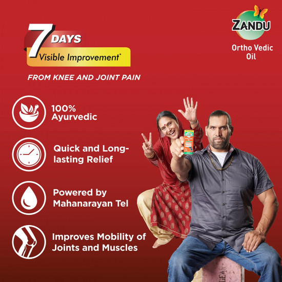 Zandu Ortho Vedic Oil - 60ml | Ayurvedic Oil for Relief from Knee and Joint Pain,Muscle Pain, Osteoarthritis Visible Improvement in 7 days