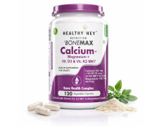 HealthyHey Nutrition Calcium And Vitamin D3 Capsules | Calcium Capsules For Women & Men | Calcium Magnesium Supplements with Vitamin D3 + K2 MK7 - Bone Health & Joint Support (120 Capsules | 100% Veg)