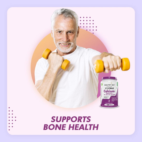 HealthyHey Nutrition Calcium And Vitamin D3 Capsules | Calcium Capsules For Women & Men | Calcium Magnesium Supplements with Vitamin D3 + K2 MK7 - Bone Health & Joint Support (120 Capsules | 100% Veg)