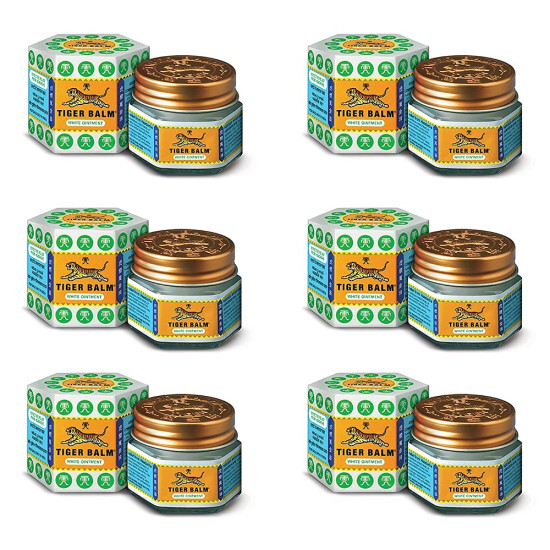 Tiger Balm White Ointment | 9ml each | Pack of 6 | Ayurvedic Pain Relief Balm | for Fast Effective Relief from Headache, Stuffy Nose, Nasal Congestion | Combo Pack