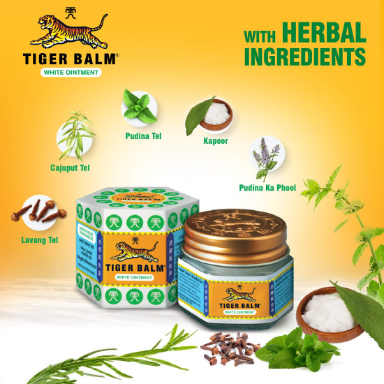 Tiger Balm White Ointment | 9ml each | Pack of 6 | Ayurvedic Pain Relief Balm | for Fast Effective Relief from Headache, Stuffy Nose, Nasal Congestion | Combo Pack