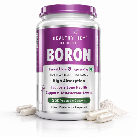 HealthyHey Nutrition Boron Advanced Chelated - 250 Veggie Capsules - Gluten Free, Non-GMO