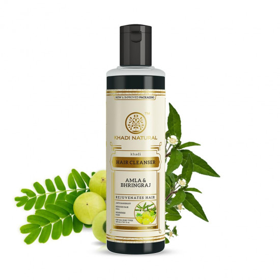 Khadi Natural Amla & Bhringraj Hair Cleanser(Shampoo) | Hair Cleanser with Natural Ingredients | Anti-Dandruff Shampoo | Anti-Hair Fall Shampoo | Shampoo for Nourishing Hair | Suitable for All Hair Types | 210ml