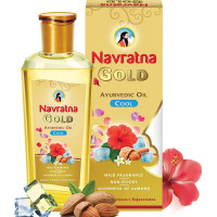 Navratna Gold Ayurvedic Oil |Non Sticky and Non Greasy |Mild Fragrance| Goodness of Almonds and 9 Ayurvedic Herbs |Relieves Body Aches, Sleeplessness, Headache and Fatigue, 200ml