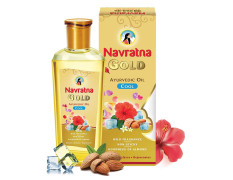 Navratna Gold Ayurvedic Oil |Non Sticky and Non Greasy |Mild Fragrance| Goodness of Almonds and 9 Ayurvedic Herbs |Relieves Body Aches, Sleeplessness, Headache and Fatigue, 300ml