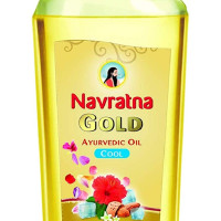 Navratna Gold Ayurvedic Oil |Non Sticky and Non Greasy |Mild Fragrance| Goodness of Almonds and 9 Ayurvedic Herbs |Relieves Body Aches, Sleeplessness, Headache and Fatigue, 300ml