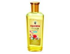 Navratna Gold Ayurvedic Oil |Non Sticky and Non Greasy |Mild Fragrance| Goodness of Almonds and 9 Ayurvedic Herbs |Relieves Body Aches, Sleeplessness, Headache and Fatigue, 300ml