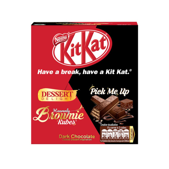 KIT KAT Nestle Dessert Delight, Heavenly Brownie Kubes Wafer Coated With Dark Chocolate Tablets 50 G Pack Of 12 Units , 600 Gram