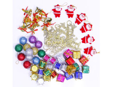 TIED RIBBONS Pack of 66 Christmas Tree Decoration Hanging Ornaments Items Hanging Accessories Combo Set - Christmas Decorations Items for Home Decor