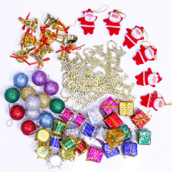 TIED RIBBONS Pack of 66 Christmas Tree Decoration Hanging Ornaments Items Hanging Accessories Combo Set - Christmas Decorations Items for Home Decor