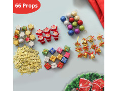 TIED RIBBONS Pack of 66 Christmas Tree Decoration Hanging Ornaments Items Hanging Accessories Combo Set - Christmas Decorations Items for Home Decor