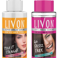 Livon Serum for Women for All Hair Types, For Frizz-free, Smooth & Glossy Hair, 100 ml and Livon Hair Straightening Serum for Straighter Hair Upto 12 Hours & 5X Less Breakage, 100 ml