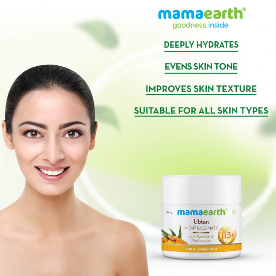 Mamaearth Ubtan Night Sleep Face Mask, Night Cream Gel with Turmeric & Niacinamide for Glowing Skin – 100 g