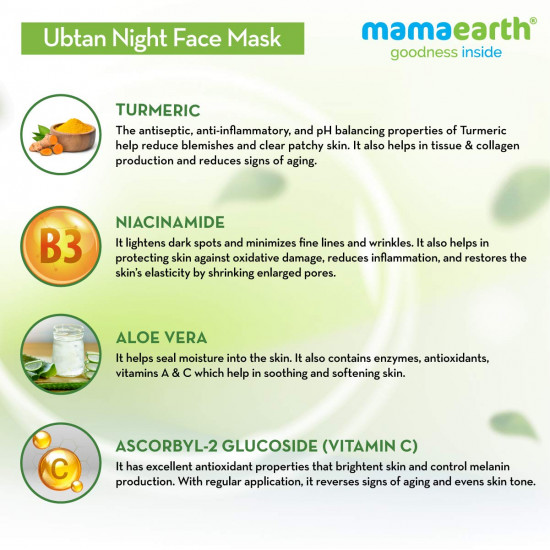 Mamaearth Ubtan Night Sleep Face Mask, Night Cream Gel with Turmeric & Niacinamide for Glowing Skin – 100 g