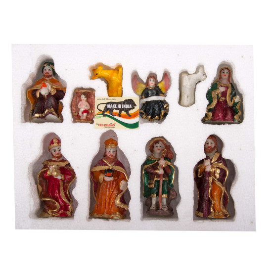 TIED RIBBONS Christmas Nativity Crib Set Baby Jesus for Home Decoration- Christmas Gifts for Family Friends - (Resin, Multicolor, 10 Piece) - Christmas Decorations Items for Home - Xmas Crib Statue