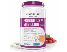HealthyHey Nutrition Probiotics 50 Billion CFU Multi- Strains, 60 Veg. Capsules, Targeted Release Technology, Stomach Acid Resistant, No Need for Refrigeration, Non-GMO, Gluten-Free