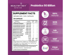 HealthyHey Nutrition Probiotics 50 Billion CFU Multi- Strains, 60 Veg. Capsules, Targeted Release Technology, Stomach Acid Resistant, No Need for Refrigeration, Non-GMO, Gluten-Free